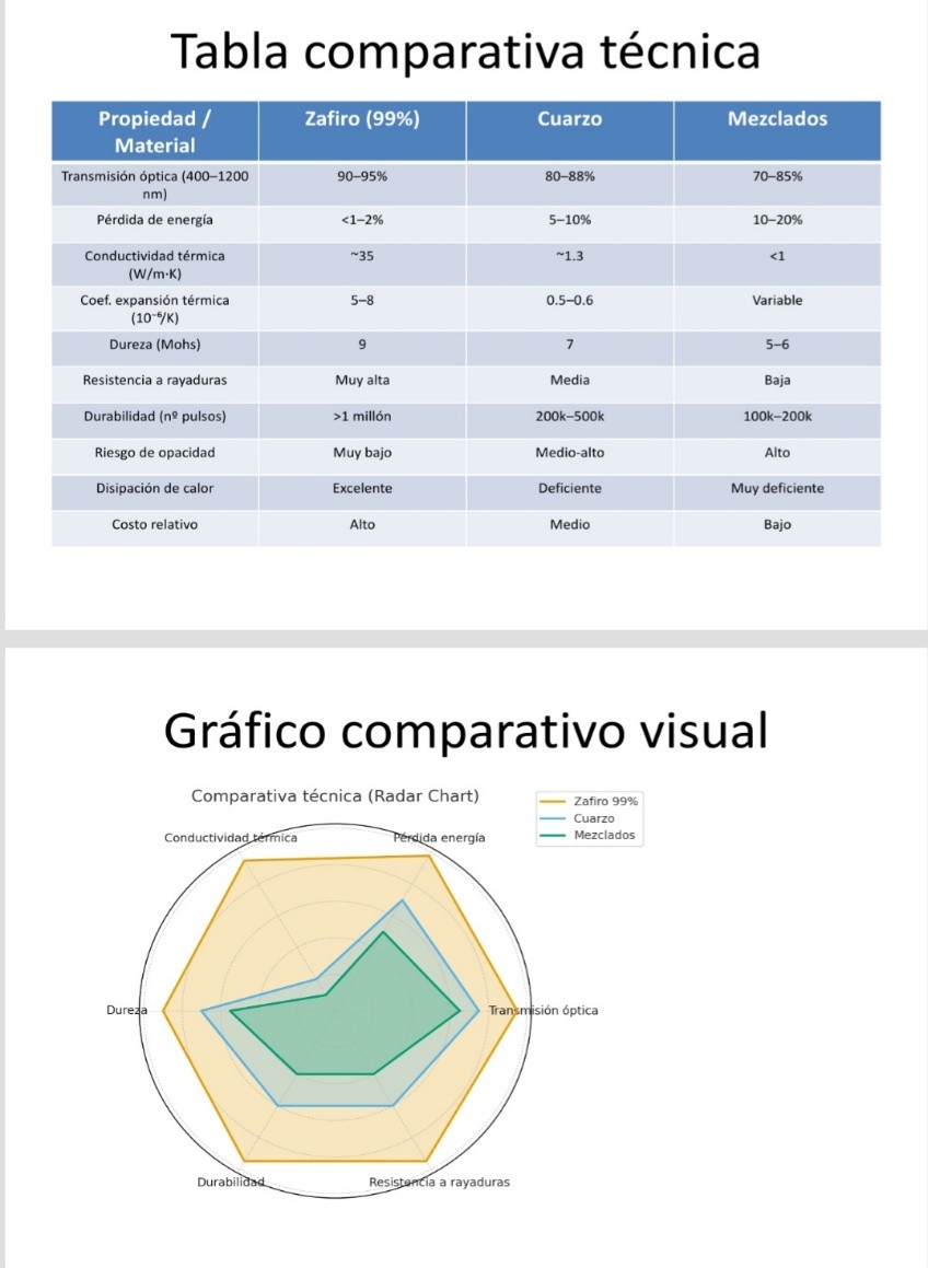 Comparativa de materiales en cabezales IPL